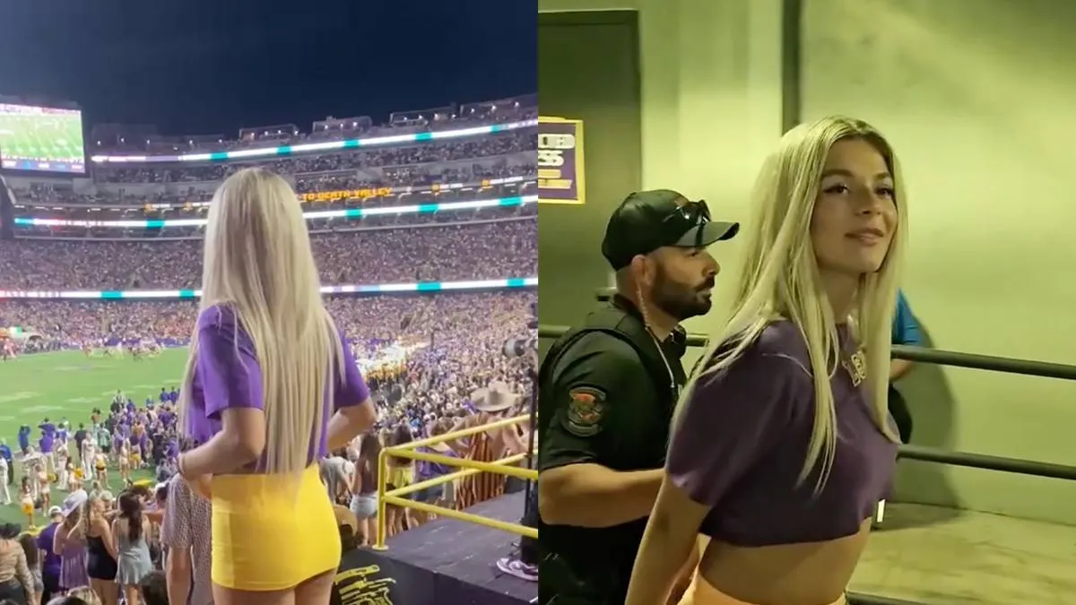 Abigail Lutz haalt stunt uit in stadion en wordt door politie afgevoerd
